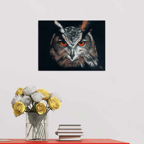 Amber Gaze - Original Owl Portrait