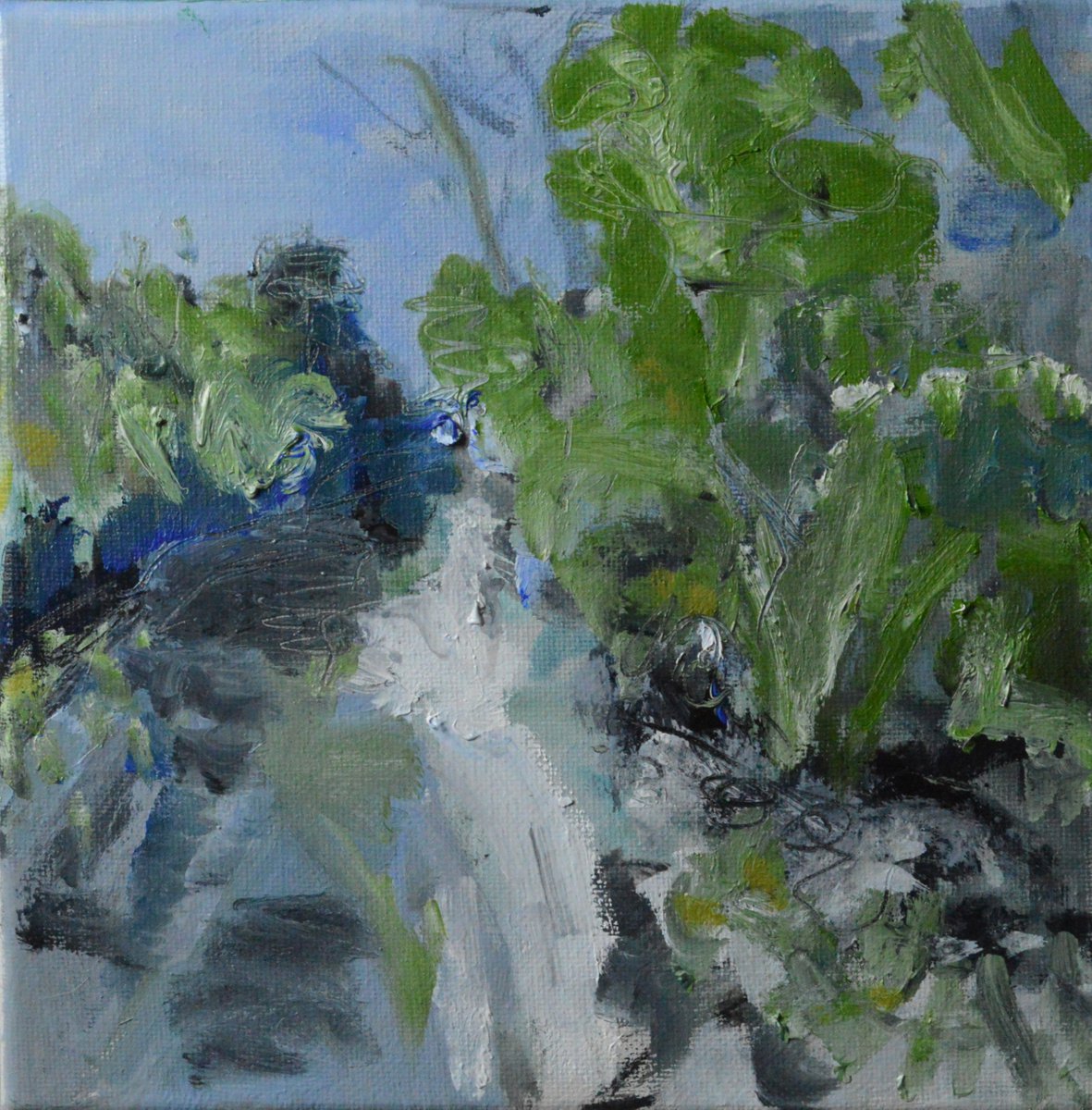 Organic Landscape Oil Painting By Cristian Valentich, 8 X 8, Snapshot, Original Artwork