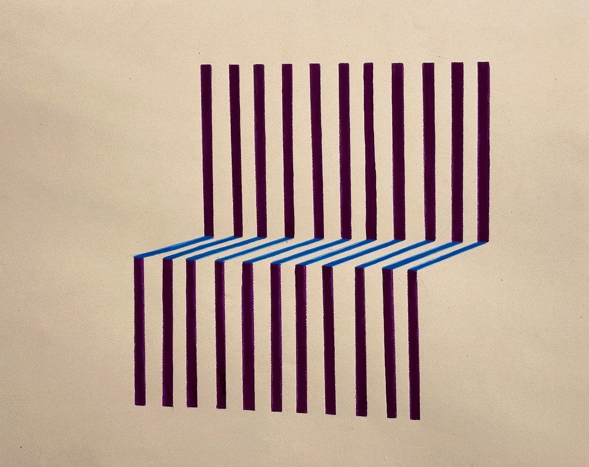 Geometric Abstract Painting By Amanda Andersen, 20 X 16, Brutalist Red Bench, Original Artwork