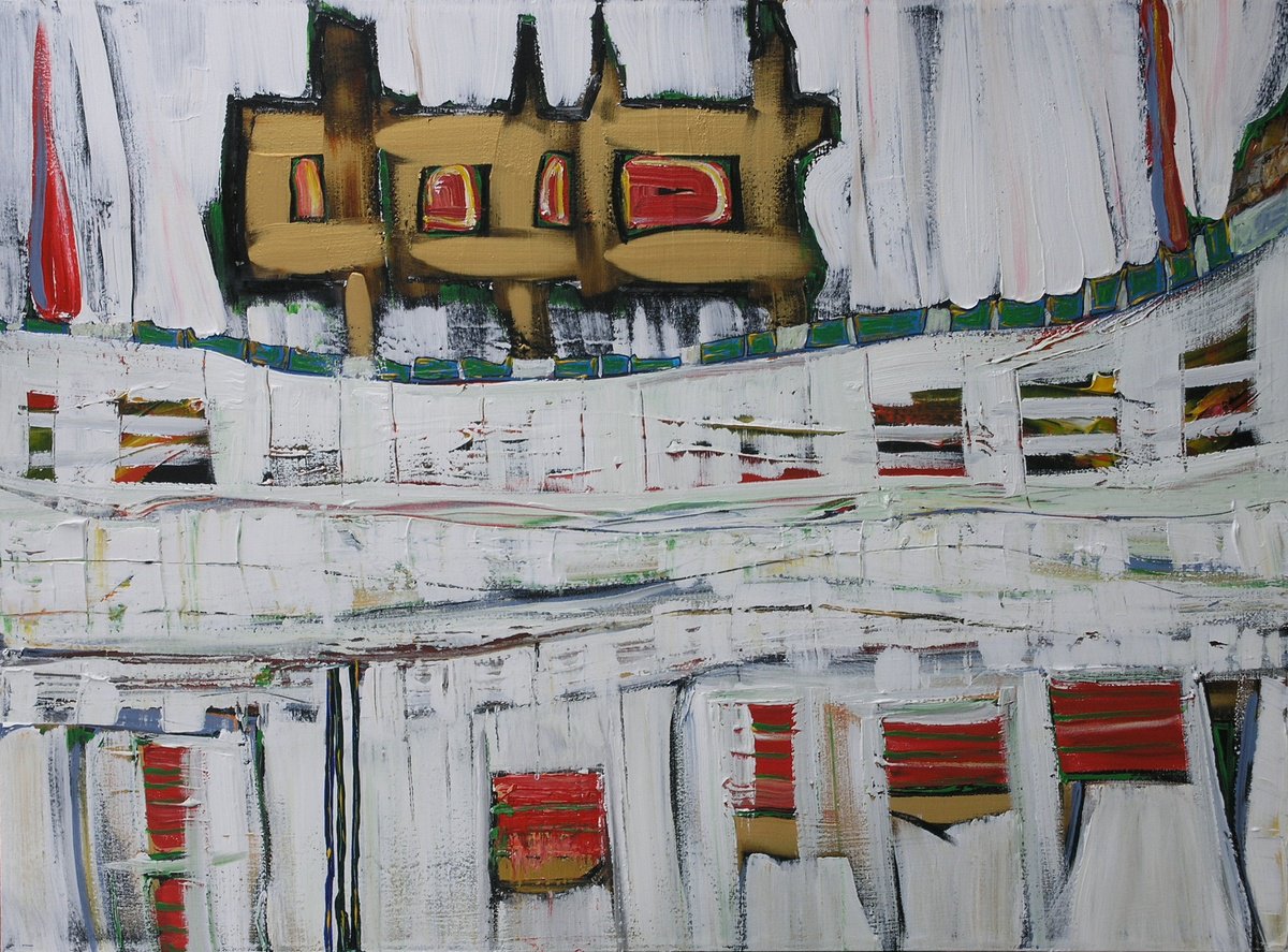 Organic Abstract Acrylic Painting By Loretta Kaltenhauser, 48 X 36", Temple, Original Artwork