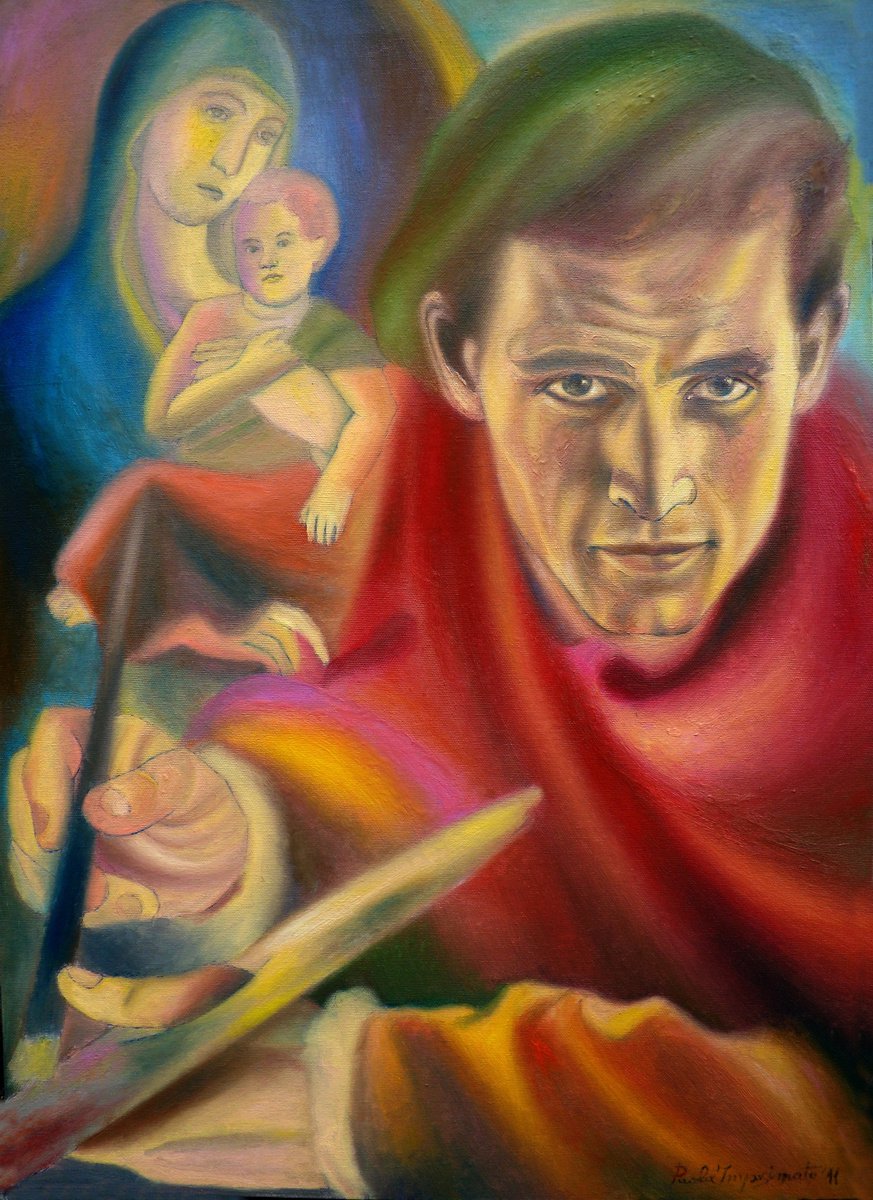 Expressive Portrait Oil Painting By Paola Imposimato, 20 X 28", The Art Of Duccio, Original Artwork