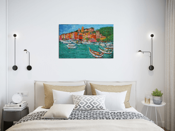 Italy. Portovenere / PAINTING CREATED WITH A PALETTE KNIFE / ORIGINAL PAINTING