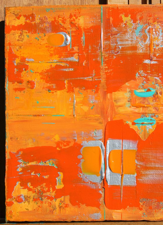 Abstract Orange Silver Teal Concept