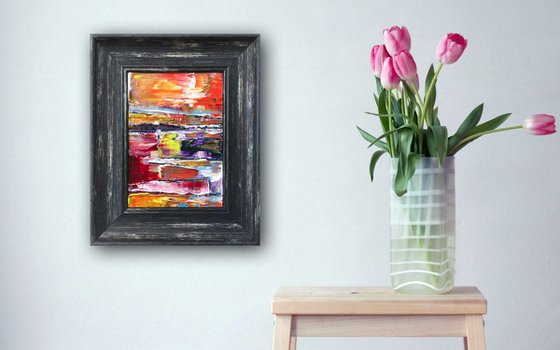 "Cobbled Together" - FREE USA SHIPPING - Original PMS Micro Painting On Glass, Framed - 8 x 10 inches