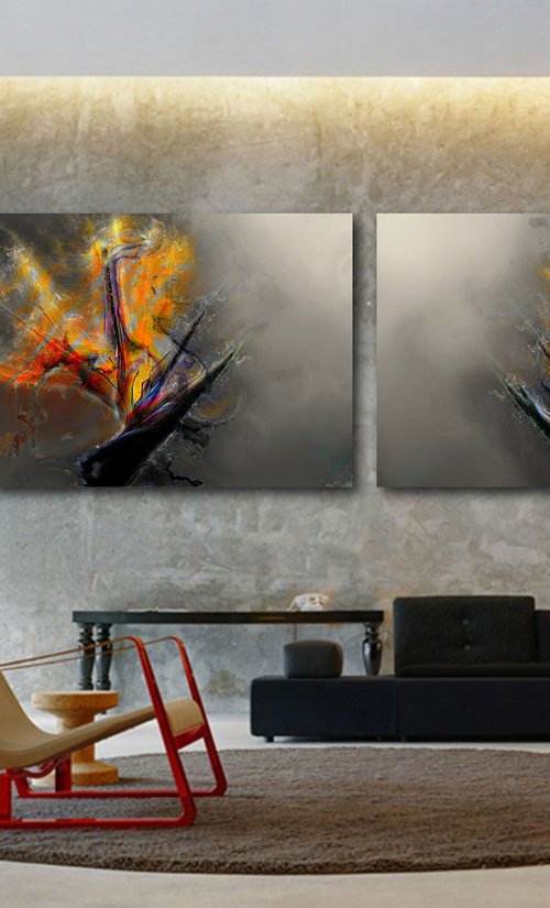 Delirios VI/XL large diptych set of two panels by Javier Diaz