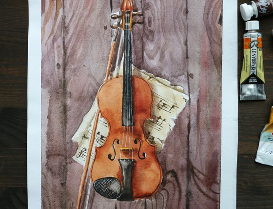 Violin with notes.