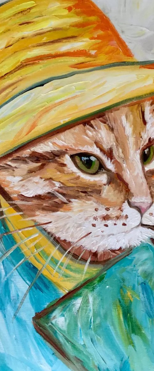 Cat La Vincent Van Gogh 2 by Olga Koval