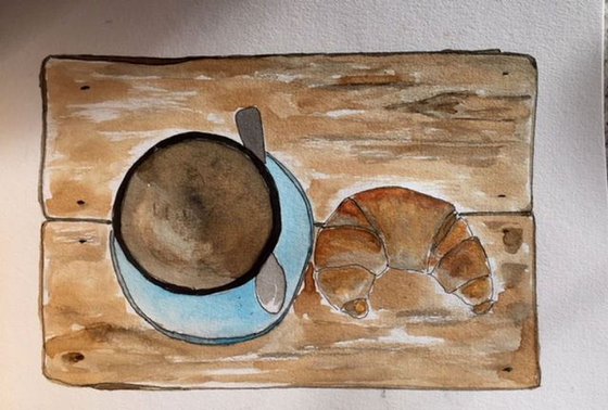 Coffee break - mixed media painting