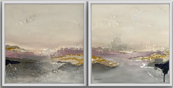 diptych Poetic Landscape XXVI - Original painting - Framed