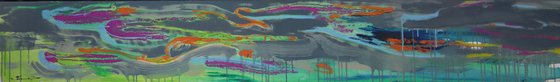 Big horizontal painting - "Green abstract" - Abstract Art - Abstraction - Urban Art