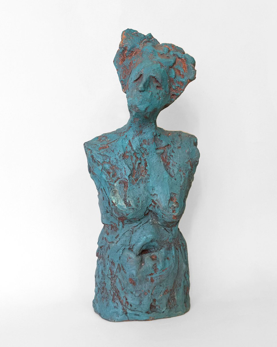 Impressionistic Portrait Sculpture By Sol Vil, 4 X 11", Waves, Original Artwork