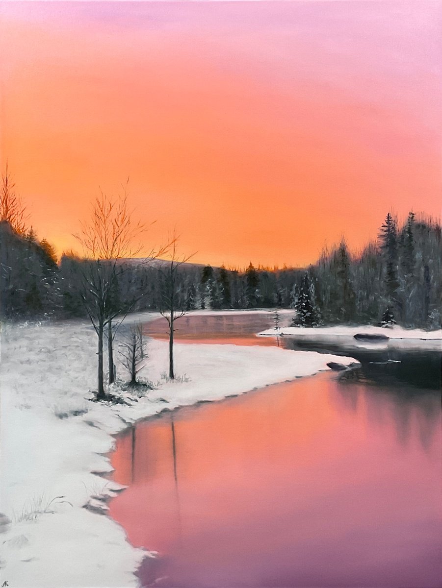 Photorealistic Oil Painting , Majestic Winter Landscape By Alla Kallas, 30 X 40, Artwork For Sale On Artfinder