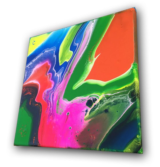 "In The Mix" - FREE USA SHIPPING -  Original Abstract PMS Acrylic Painting, 12 x 12 inches