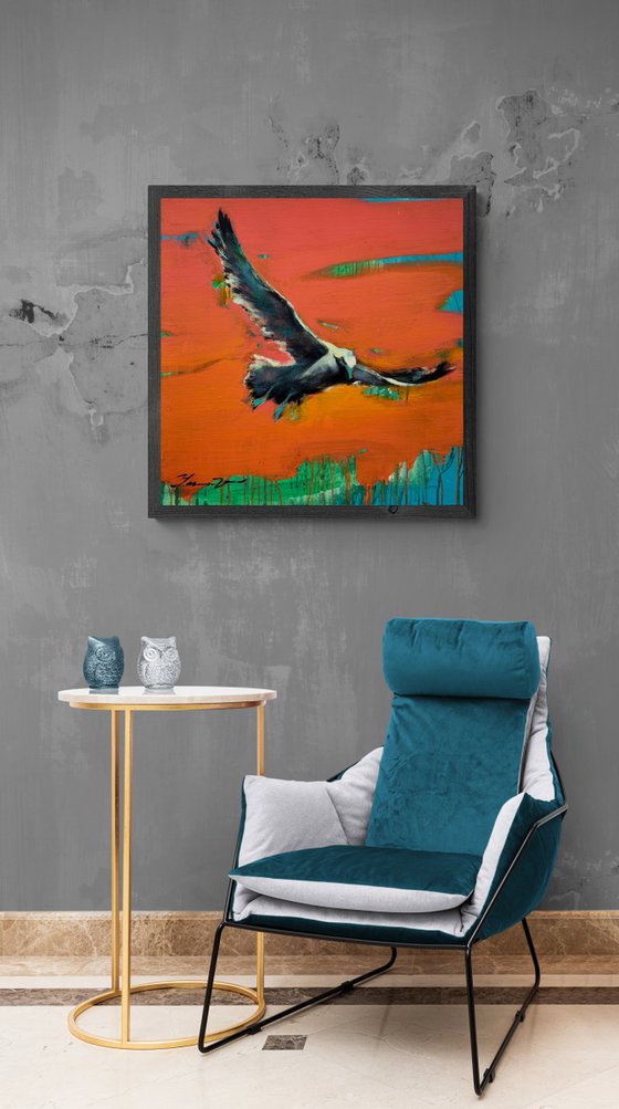 Bright painting - "Seagull on sunset" - Pop Art - Bird - Sea - Ocean - Seagull - Sunset