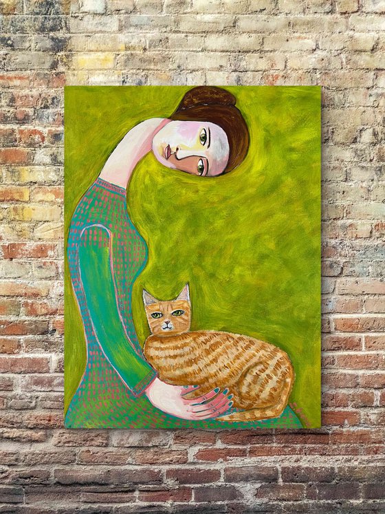 Lady with her Ginger Cat