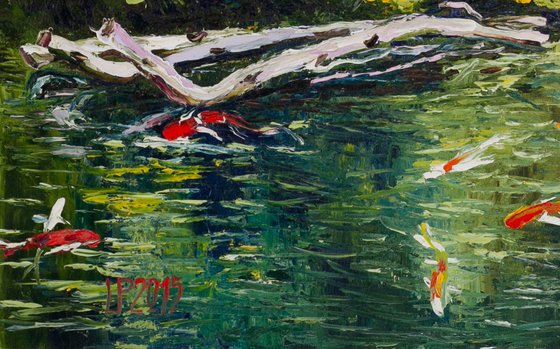 Koi Fish Pond FRAMED