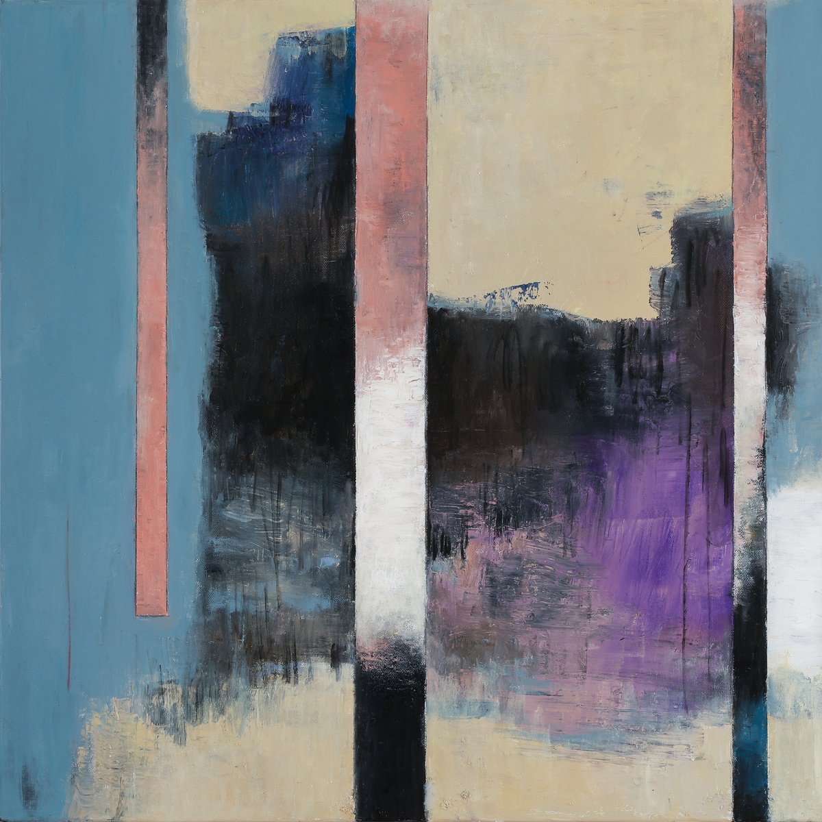 Abstract Oil Painting By Bo Kravchenko, 24 X 24, Linear Abstract #3, Original Artwork