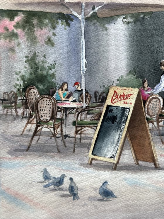 Under a pink chestnut tree