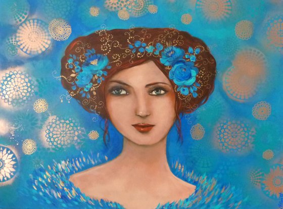 Reserved for Stacy The blue muse 60 x 81 cm