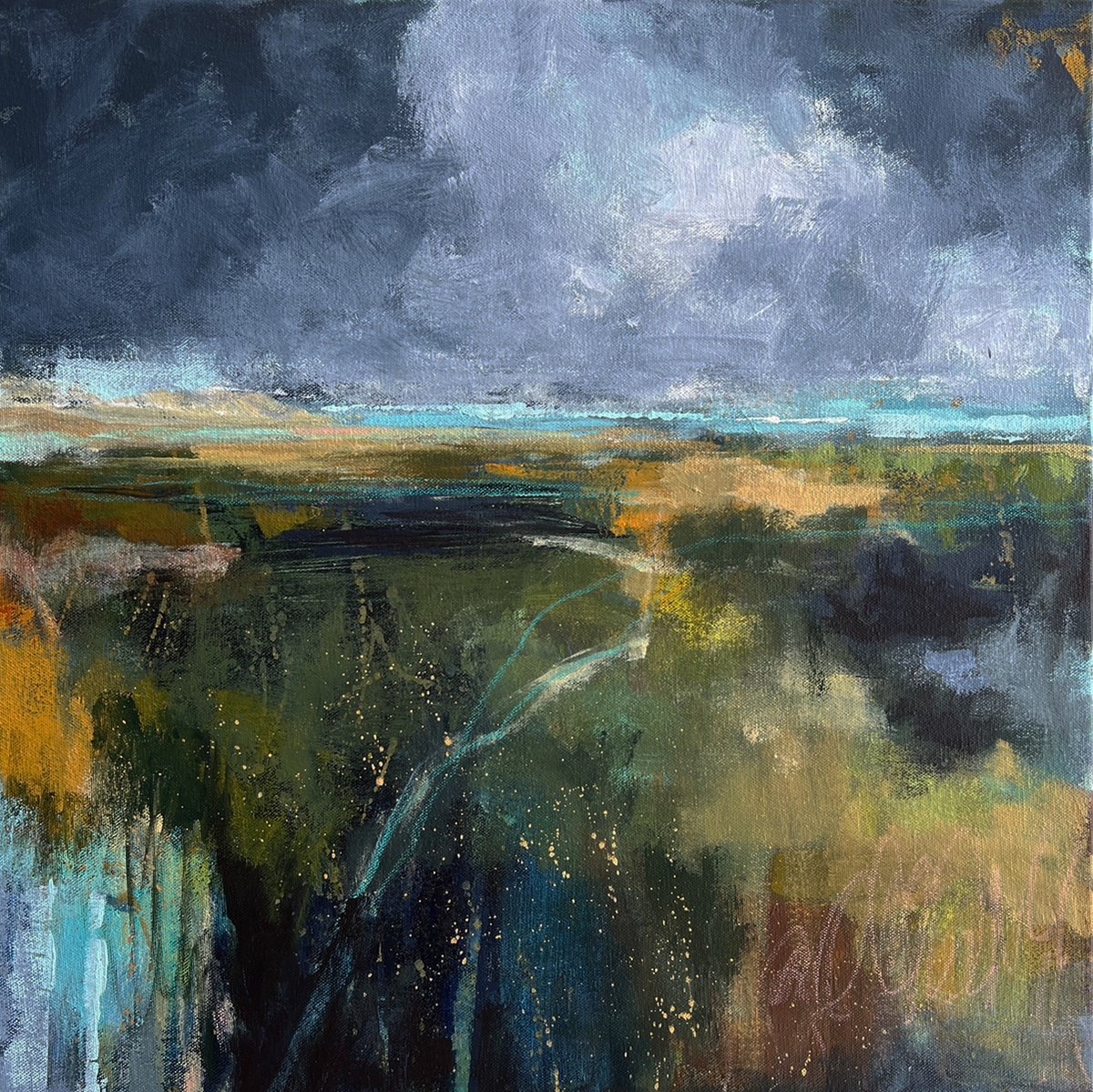 Abstract Landscape Acrylic Painting By Melinda Macdonald, 20 X 20", Incoming, Original Artwork