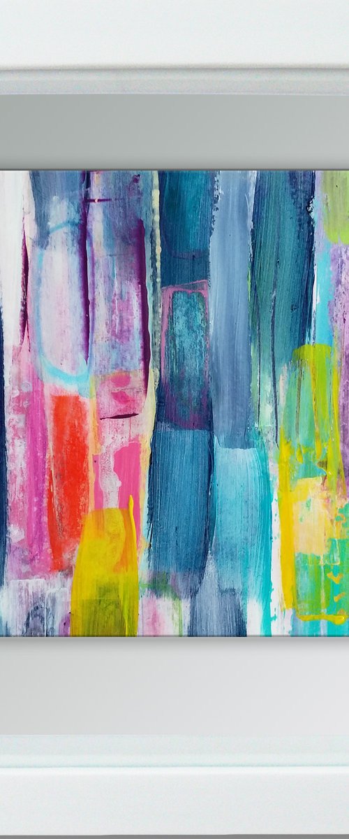 Framed ready to hang original abstract  - colours #6 by Carolynne Coulson