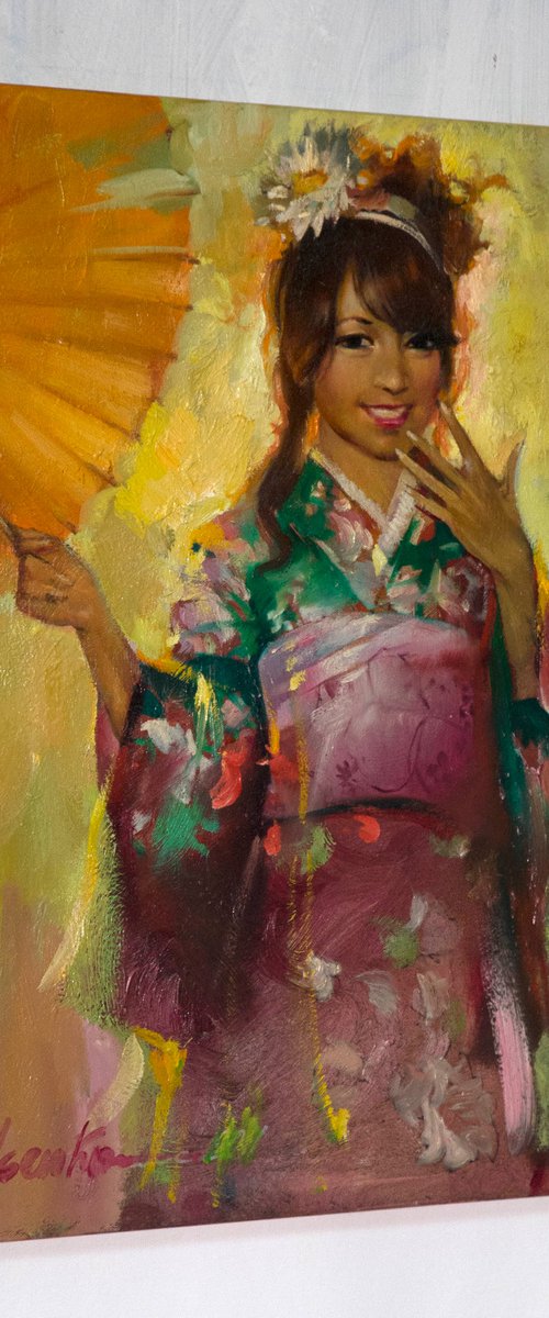 Sunny girl in kimono by Sergei Yatsenko