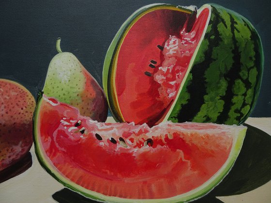 Still Life Watermelon And Pears