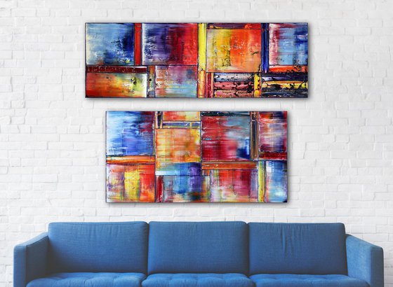 "Manifest Destiny" - FREE USA SHIPPING + Save As A Series - Original Extra Large PMS Abstract Diptych Oil Paintings On Canvas - 60" x 44"