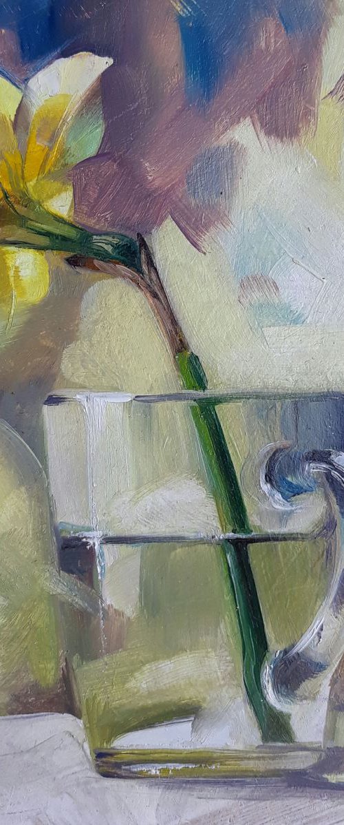Daffodil in a glass by Nataly Derevyanko