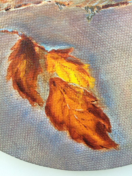 Bird oil painting - Sparrow original wall art - Small round canvas - Gift idea for bird lover (2021)