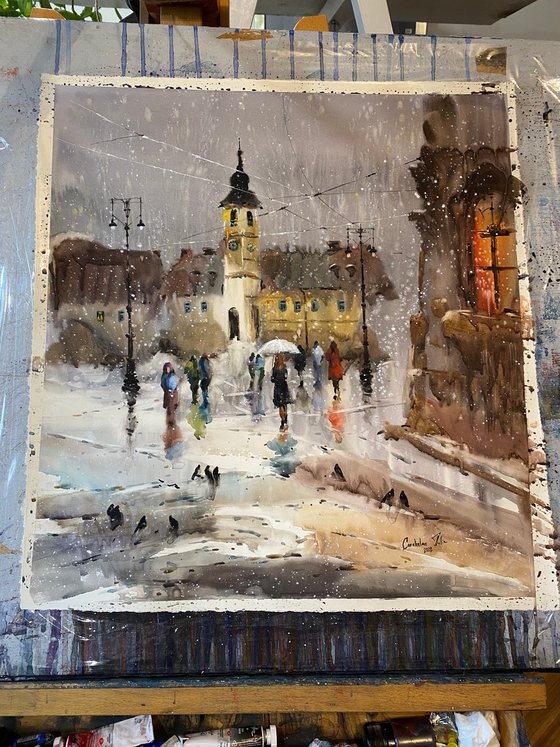 Sold Watercolor “Moody Winter Day” perfect gift