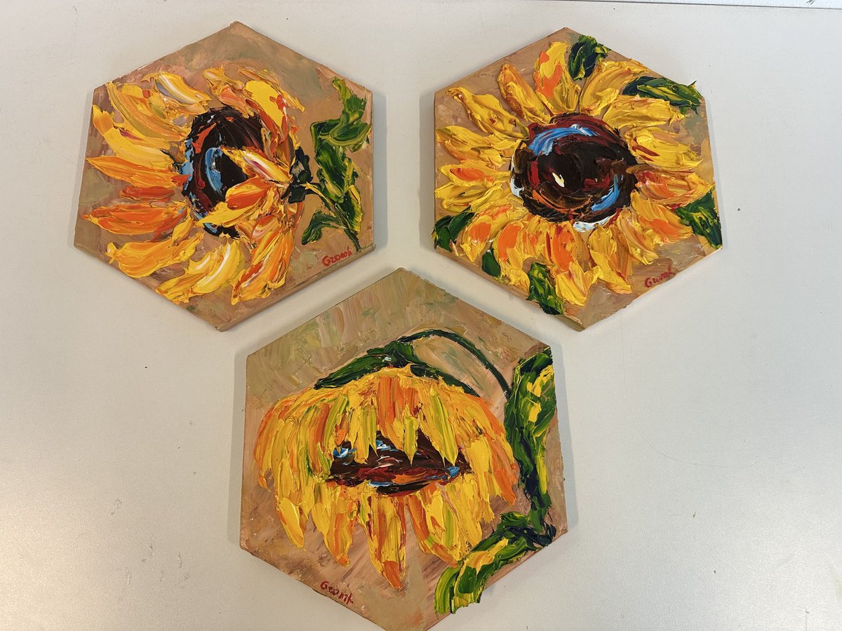 Triptiek Yellow Sunflower By Oksana Fedorova, 10 X 12, Artwork For Sale On Artfinder