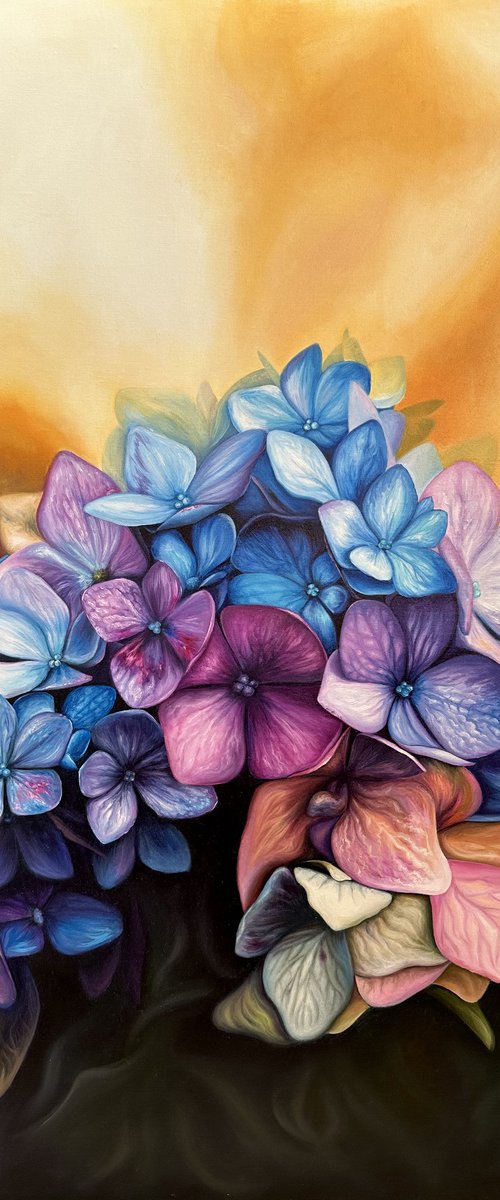 Hydrangea | Realism blue and violet flowers by Lada Ziangirova