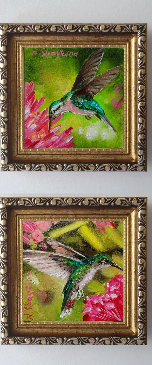 Hummingbird and Red Flowers Mini Set by Natalia Shaykina
