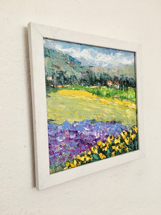 Lavender and sunflowers field