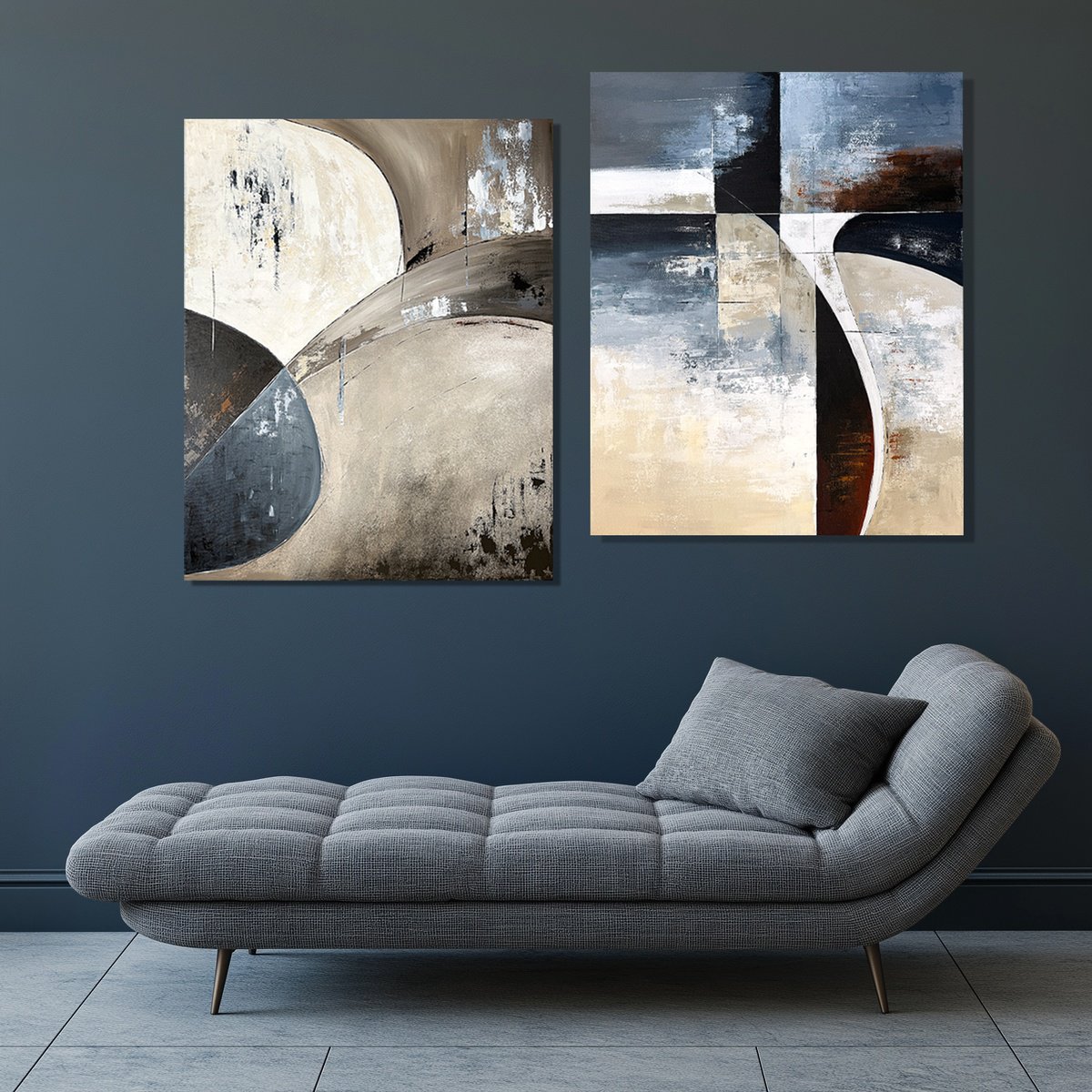 Geometric Abstract Acrylic Painting By Tatiana Malinovscaia, 63 X 39", Large Geometric Energy, Original Artwork