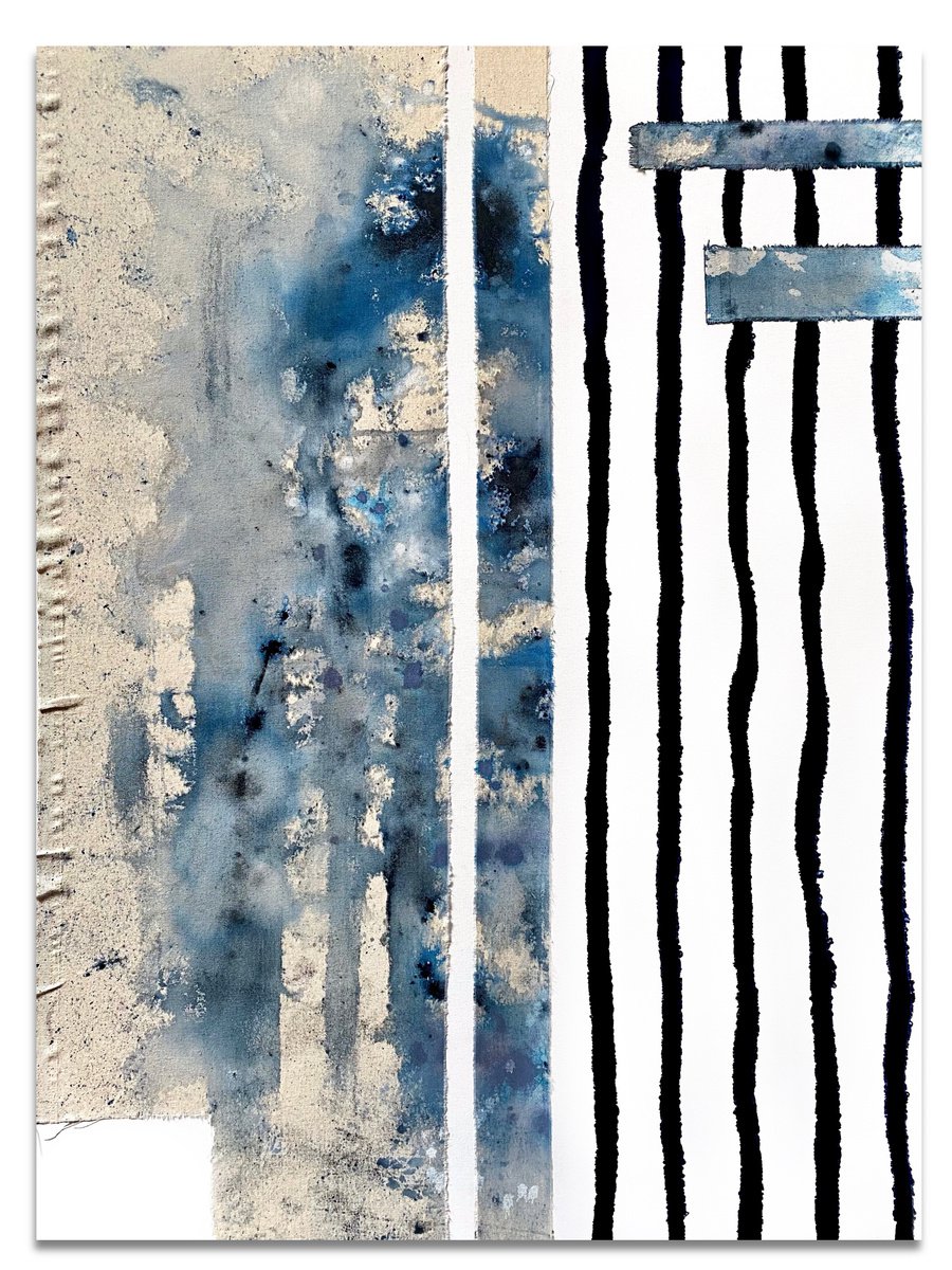 Abstract Painting By Cristina Dalla Valentina, 24 X 31, Resonances /4 (Winter Sea), Original Artwork