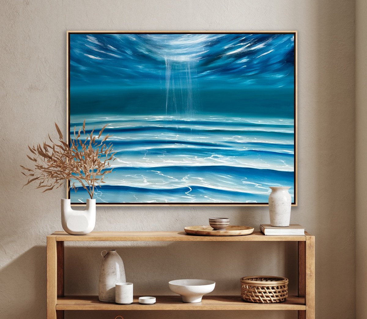 Impressionistic Landscape Oil Painting By Alanah Jarvis, 39 X 30, Ocean Swims, Original Artwork