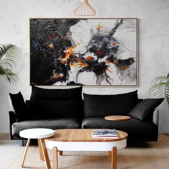 Rusted Charcoal 160cm x 100cm Textured Abstract Art