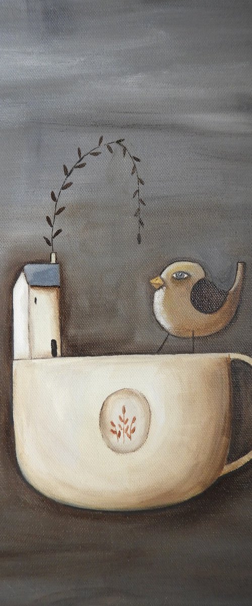 A special cup with a bird by Silvia Beneforti