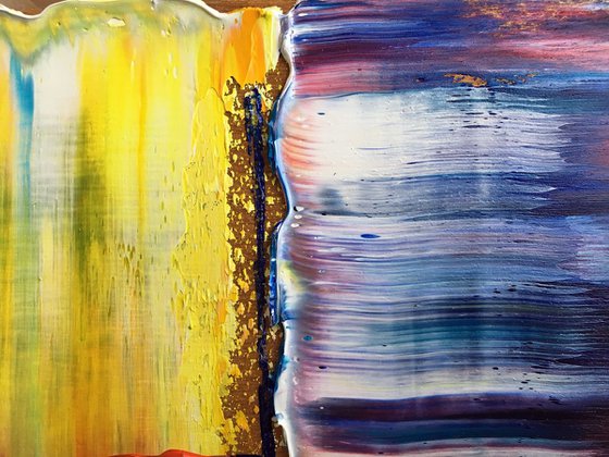 "Soulmates" - FREE USA SHIPPING - Original PMS Abstract Diptych Oil Paintings On Wood, Framed - 26" x 13"