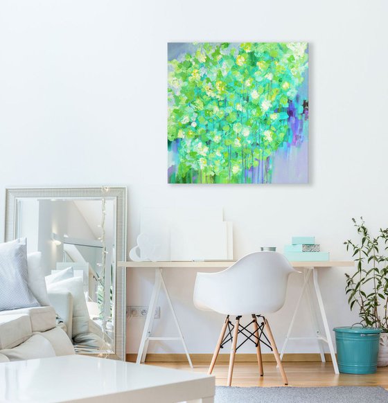 Spring flowers (textured abstract flower painting - ready to hang)