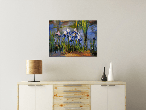 Pond with beautiful irises 60Х80