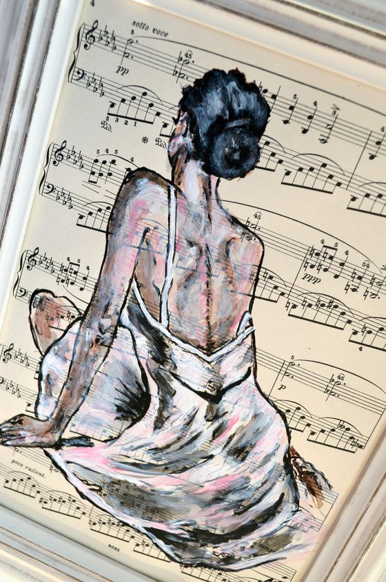 Framed Ballerina III -Vintage Music Page, GIFT idea