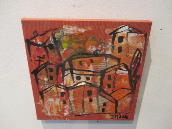 little italy mixedmedia in red