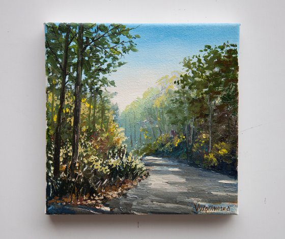 Sunny morning. Oil painting. Original Art. Miniature 6 x 6in