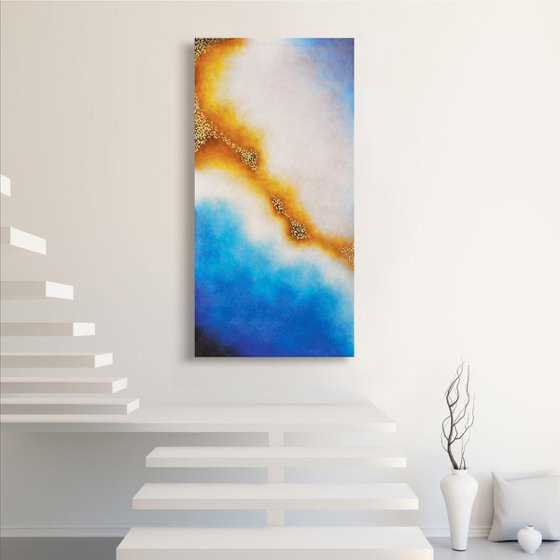 Golden Drops on Canvas 120×60 cm
