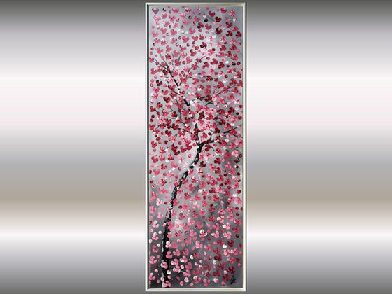 Hundred Wishes  acrylic abstract painting cherry blossoms nature painting framed canvas wall art