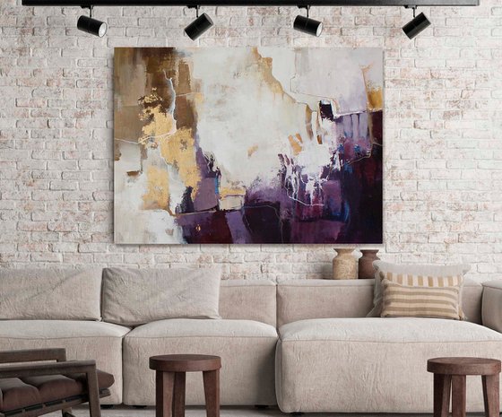"Flash 2" Purple gold abstract acrylic art
