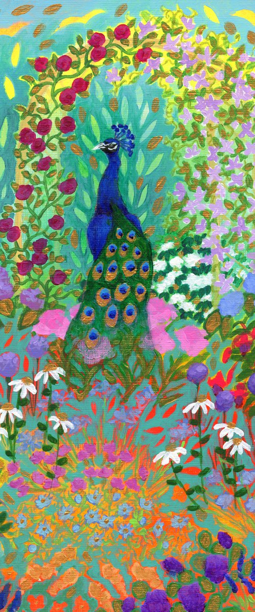 Peacock Garden with Gold by Lisa Mann